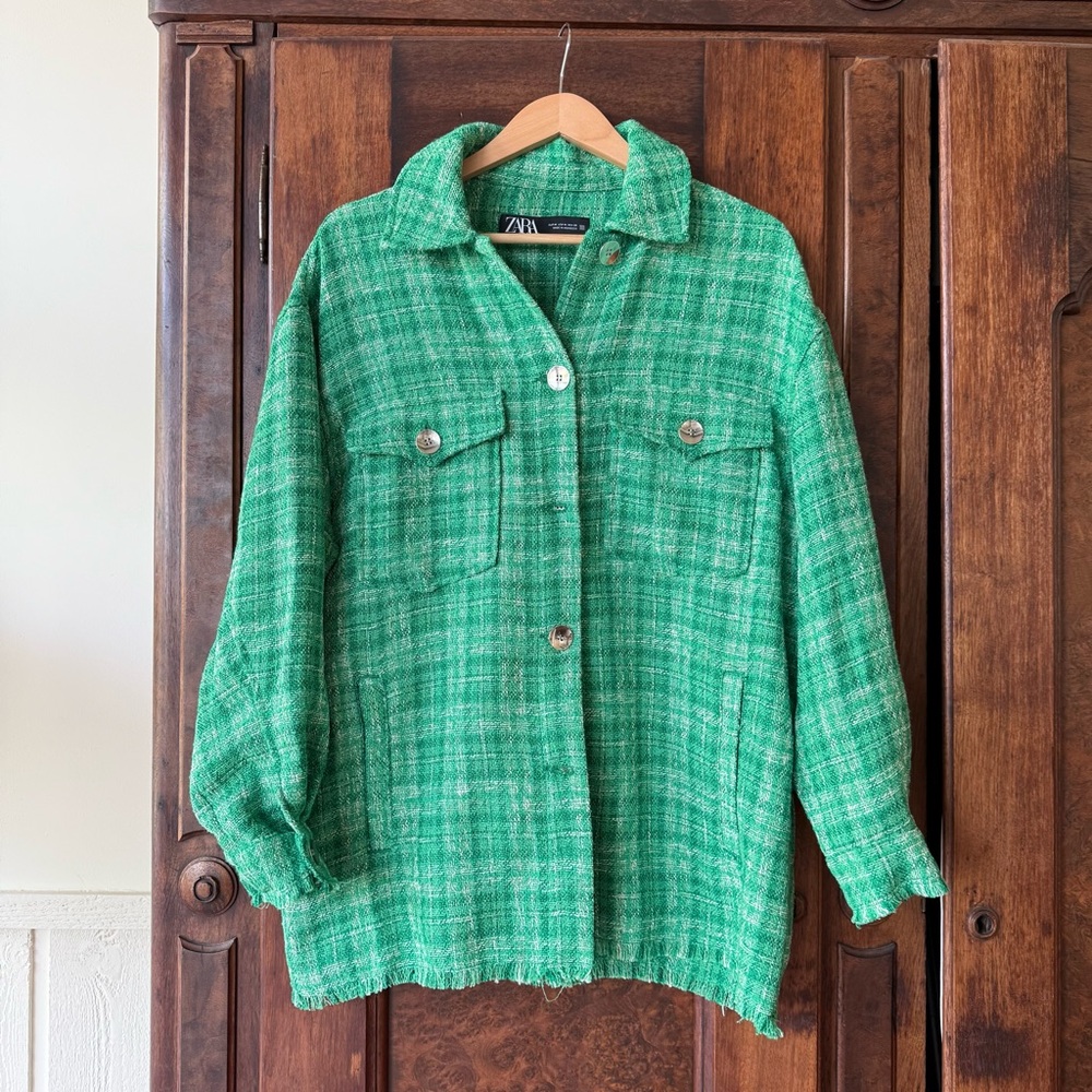 Zara Green Plaid Jacket